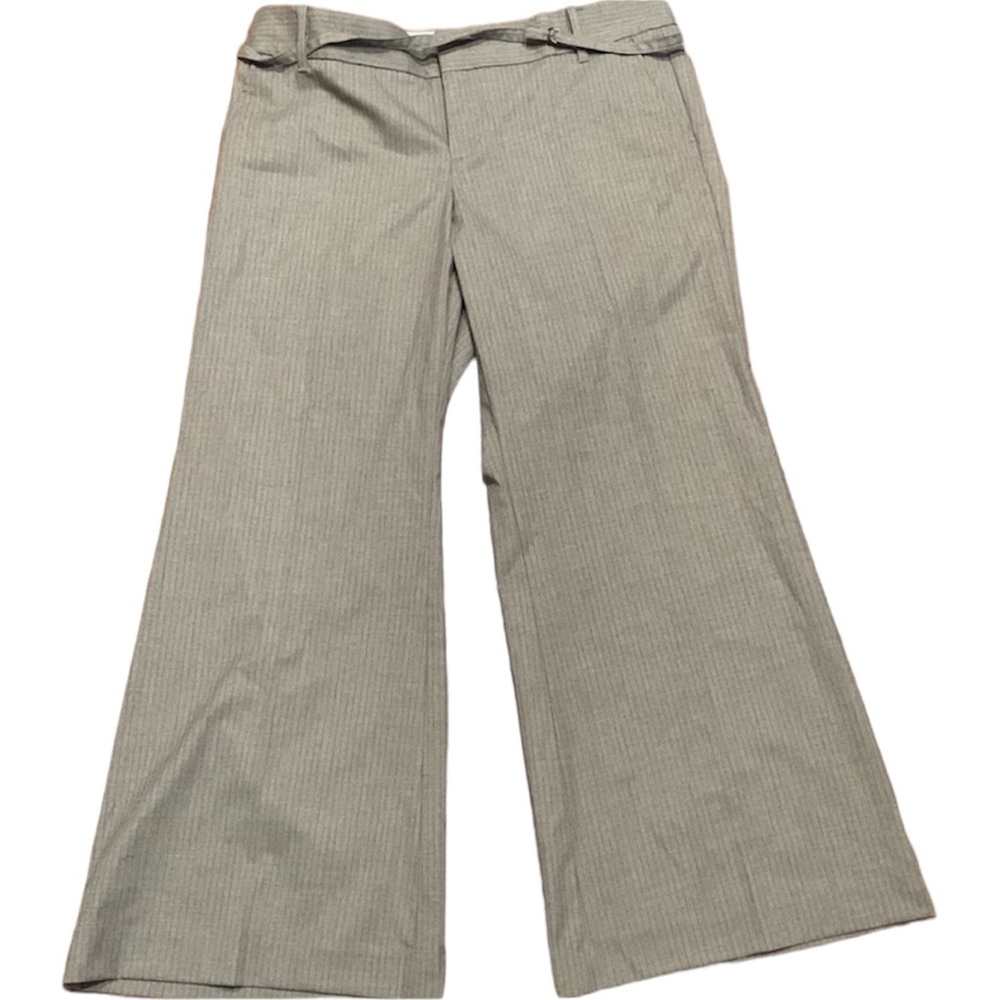 Gap Gray Stretch Pleated Ankle Pin Stripe Wide Leg Trouser with Belt Size 12